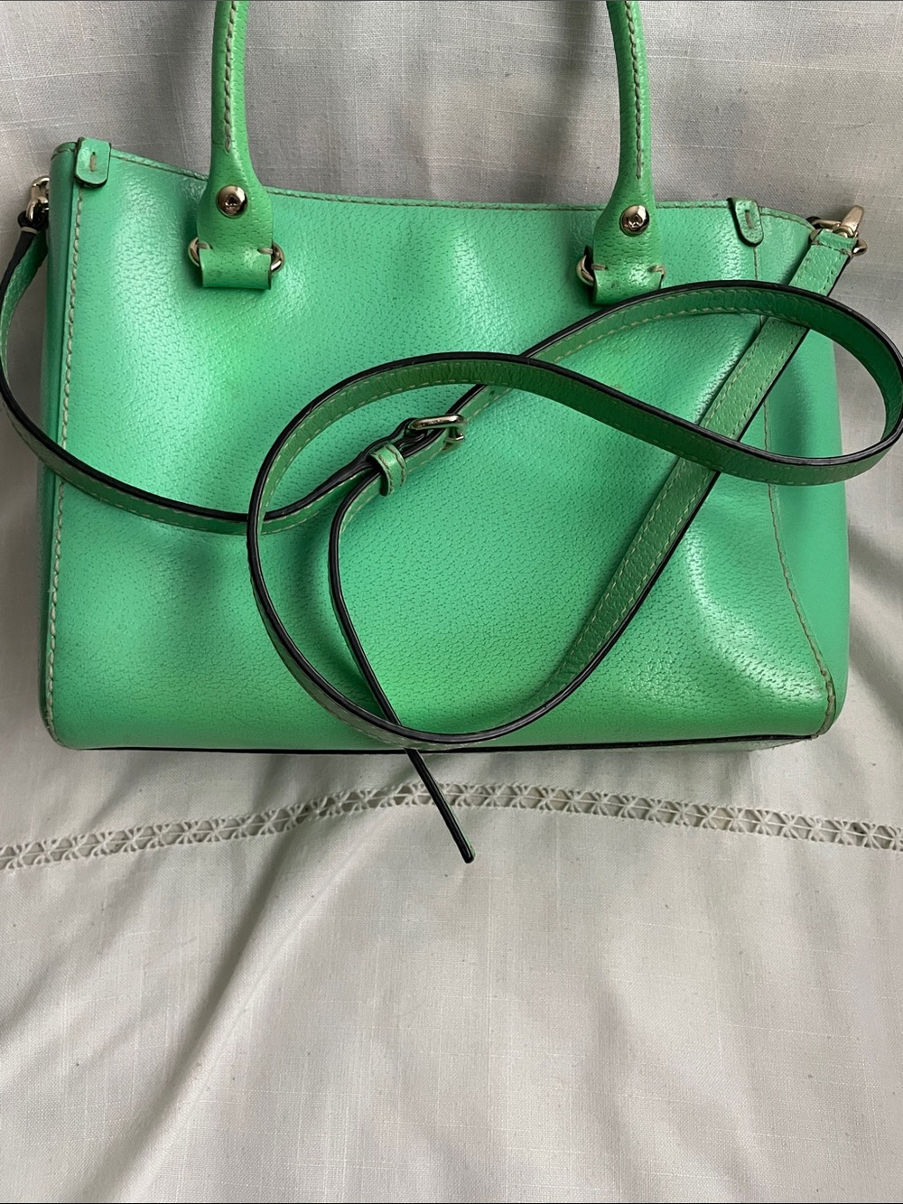 kate spade Mint Green Leather Satchel with adjustable Shoulder Strap - Picture 11 of 11